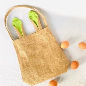 Burlap Easter Basket, Egg hunt Basket for kids, kids Easter basket, Green